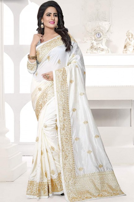 couleur blanche sari de soie art