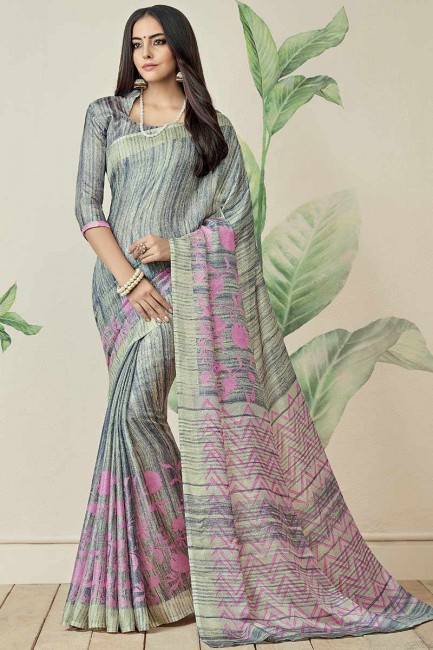 jute de couleur grise art soie sari