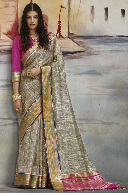 nylon couleur gris art soie sari