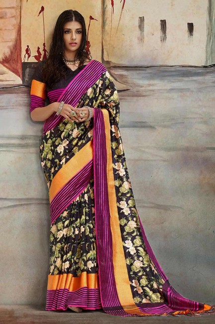nylon couleur noire art saris en soie