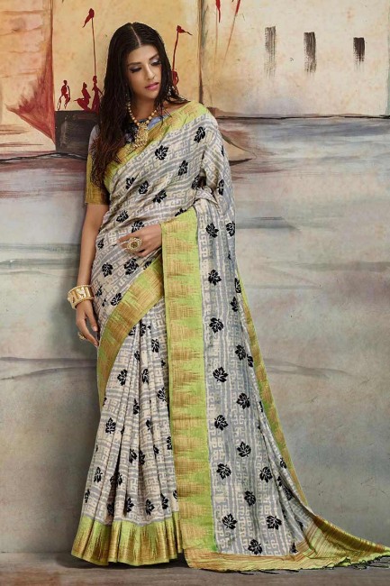 nylon couleur gris pâle art soie sari