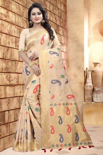 lin couleur beige sari