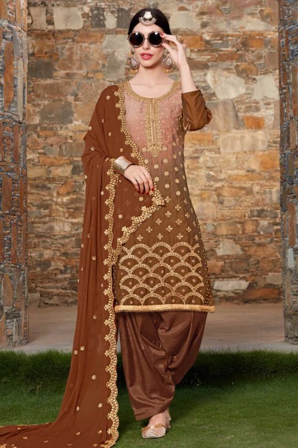 couleur brun costume doux soie Patiala