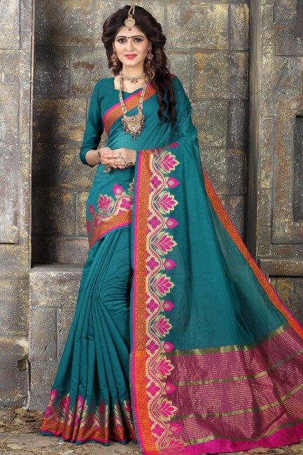 couleur bleue khadi sari de soie art