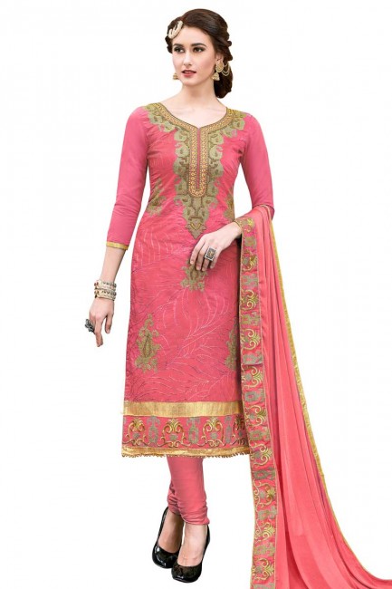 sombre costume churidar coton modal couleur rose