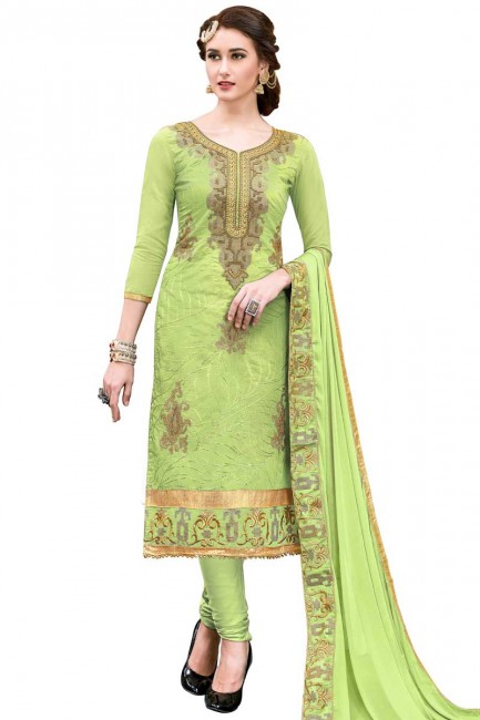 costume coton modal couleur vert clair churidar