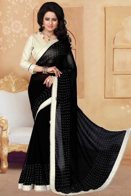 couleur noire georgette sari