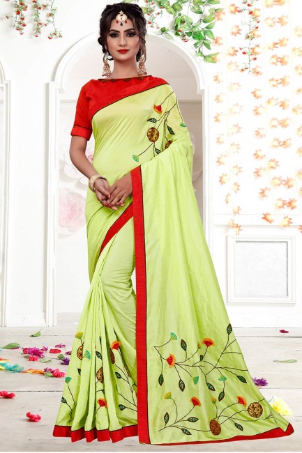 couleur vert clair fantaisie georgette sari