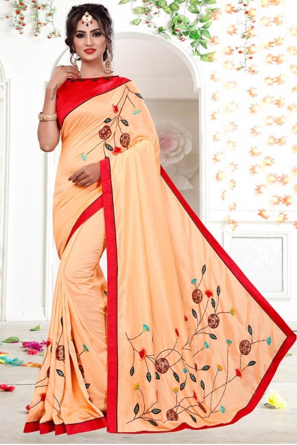 couleur pêche fantaisie georgette sari