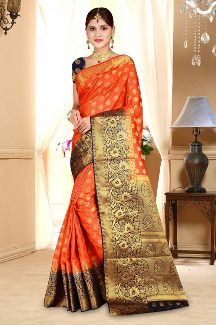 orange sari de soie art