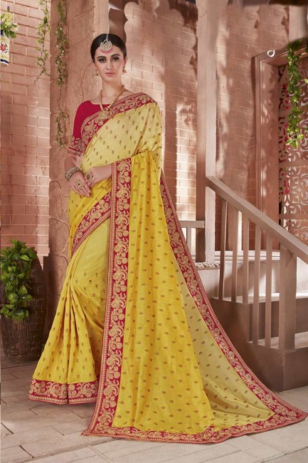 couleur jaune sari de soie art
