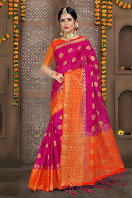 linge de couleur rose Rani sari
