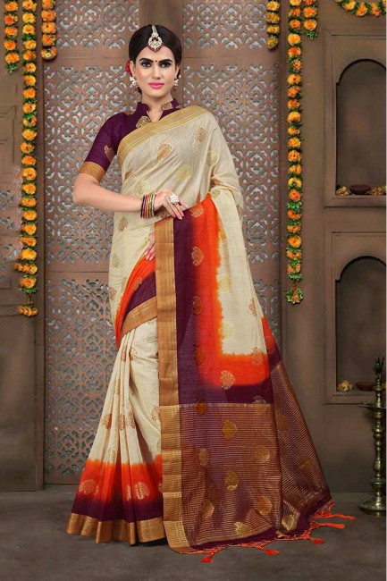 blanc cassé couleur lin sari