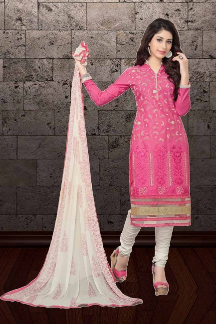 couleur rose batiste costume churidar coton