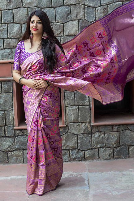 couleur pourpre sari de soie art