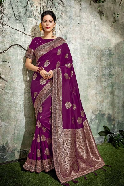 couleur pourpre jacqurad saris en soie
