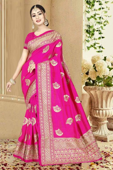 sari art couleur rose Rani de soie