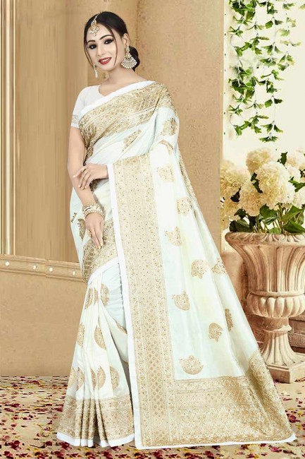 couleur blanche sari de soie art