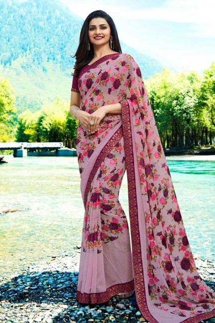couleur mauve georgette sari