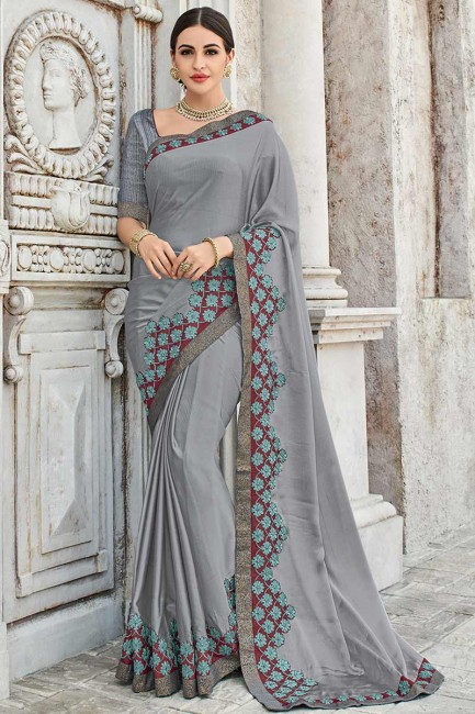 mousseline couleur gris sari
