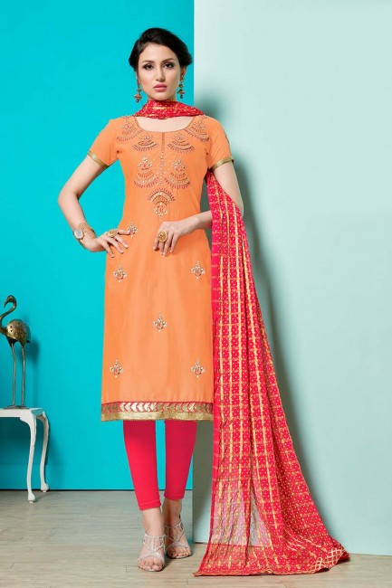 costume coton confiture couleur orange churidar