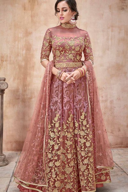 oignon couleur rose costume Anarkali net