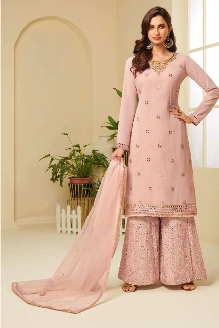 Pink Georgette Eid Palazzo Suit