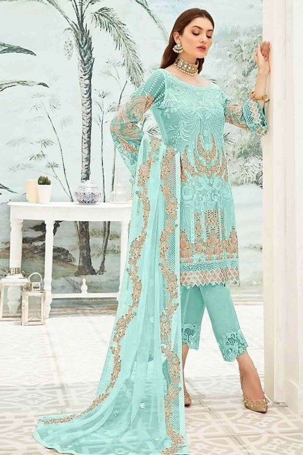 Georgette Palazzo Suit in Sky blue
