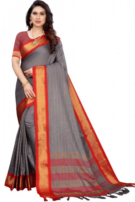 Tissage de sari en gris