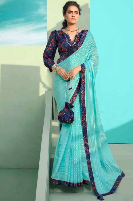 mousseline bleue sari