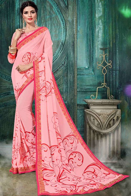 georgette sari en rose
