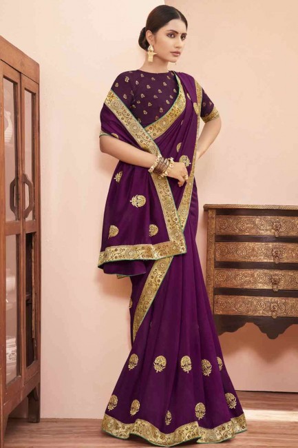 saris de soie en violet