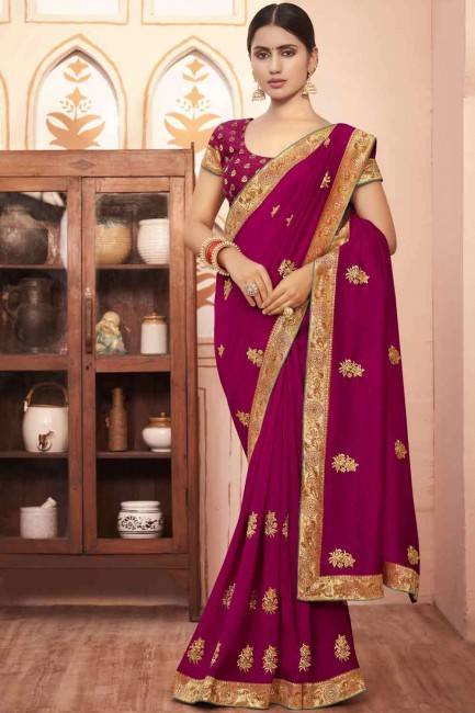 saris brodé en violet