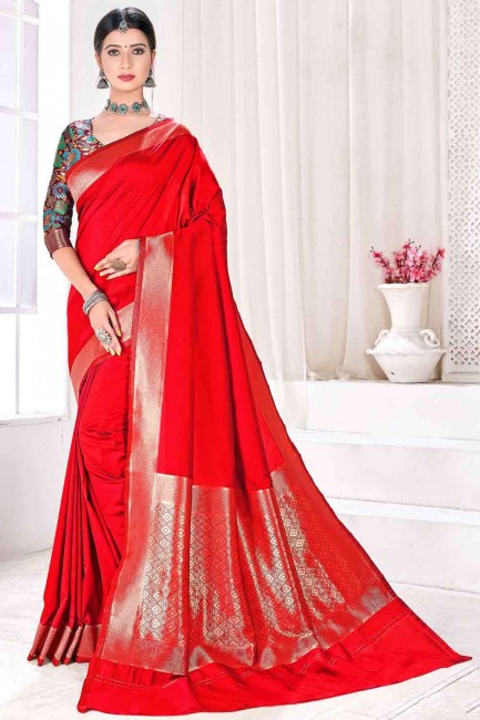 ferrari rouge tissage jacquard et soie sud indien sari