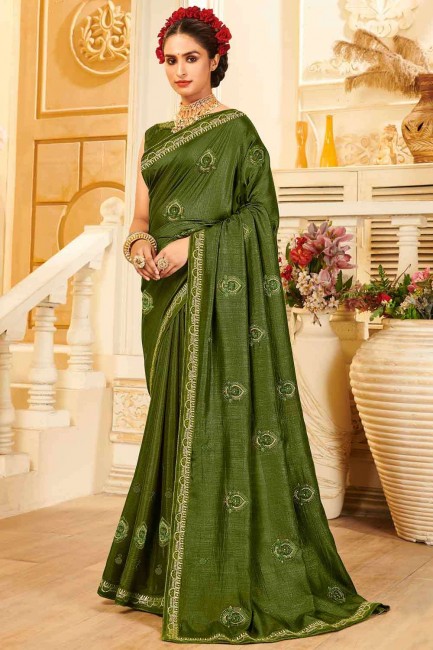 fil de soie mahendi sari avec chemisier