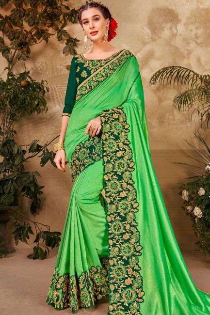 patch, tenue de soirée en soie brodée sari en perroquet