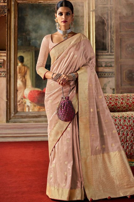 tissage soie rose sud indien saris avec chemisier