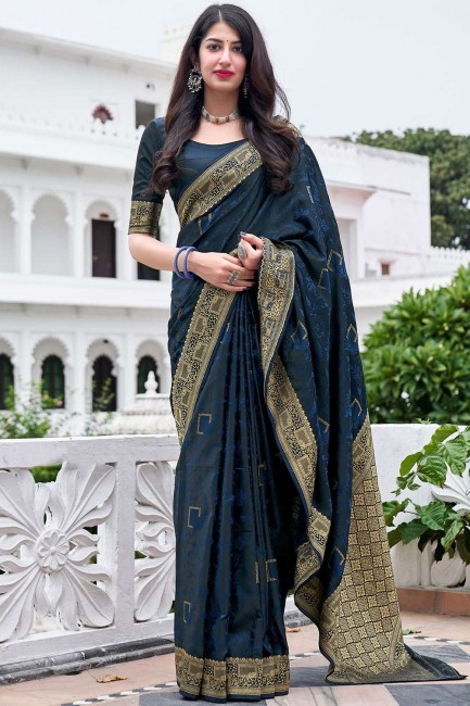 Blue Weaving Saree in Silk