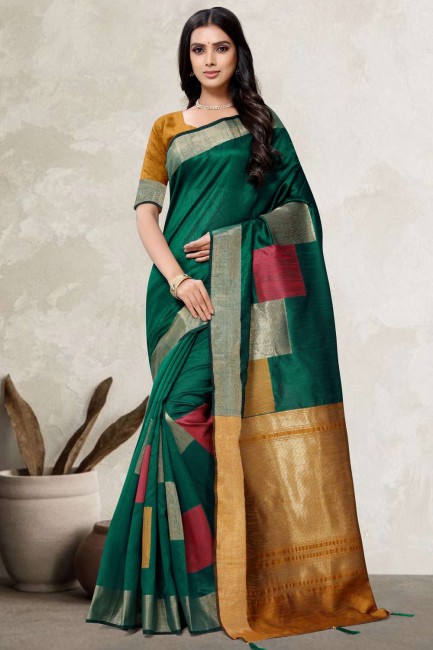 rama sari en soie d'art avec tissage