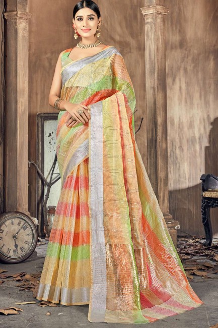 multy tissage sud indien sari en coton et soie