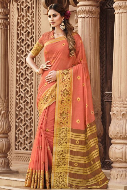 tissage coton pêche sari avec chemisier