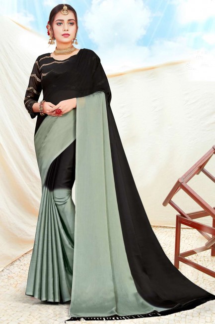Saree Rangoli avec Pedding, Blouse de designer Wevon en gris