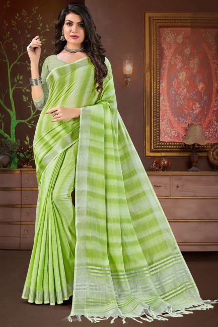 bordure en dentelle de lin pista sari avec chemisier