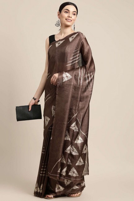 saris de coton imprimé marron