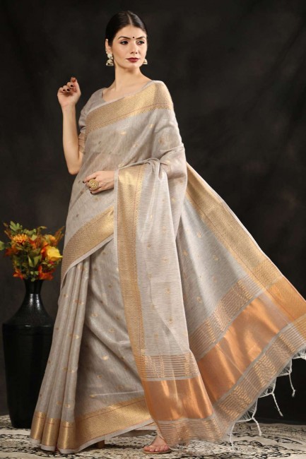 zari, tissage, bordure de dentelle soie saris en brun