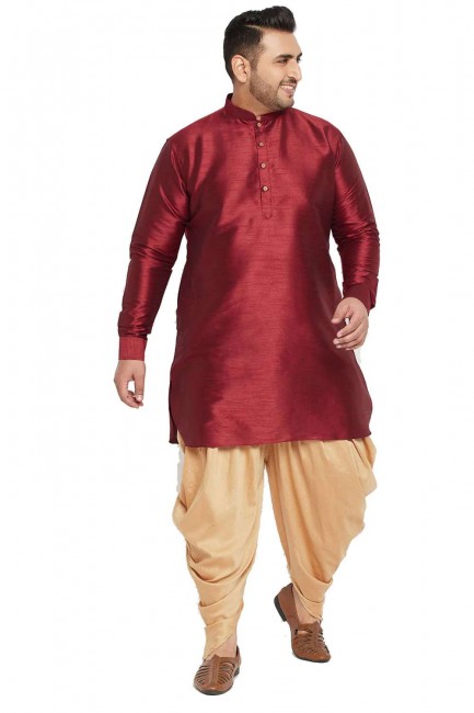 kurta homme en soie banglori en marron avec unie