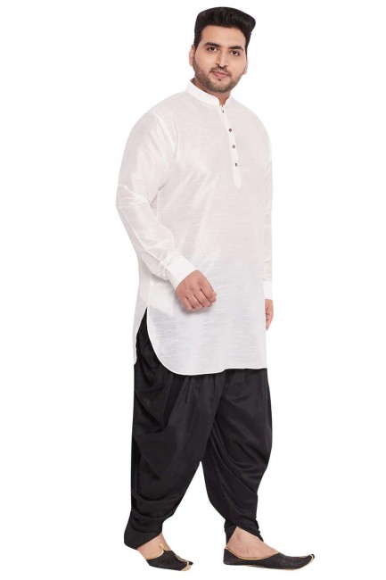 kurta dhoti homme diwali blanc en soie banglori avec uni