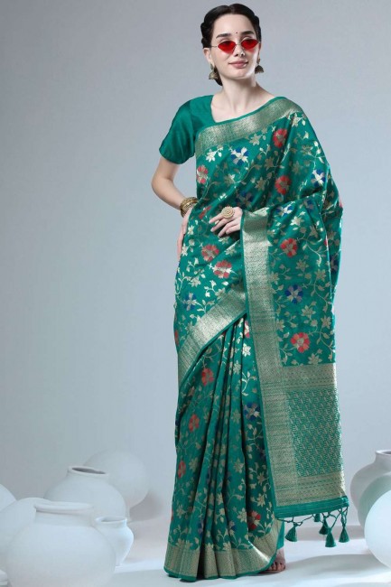 zari,tissage de sari de soie tussar à rama avec chemisier