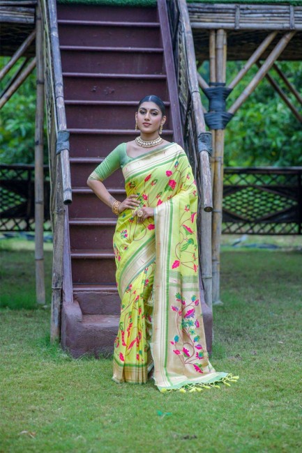 vert zari banarasi soie banarasi sari