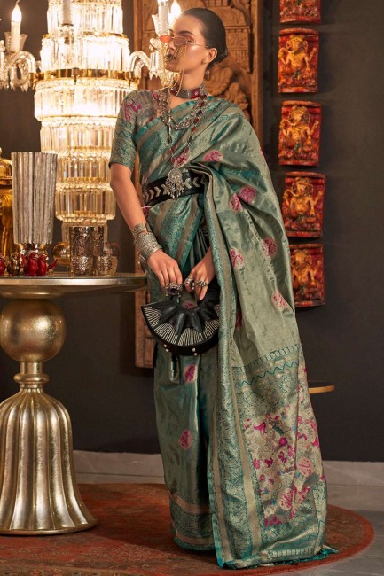 Tissage de sari en soie rama handloom